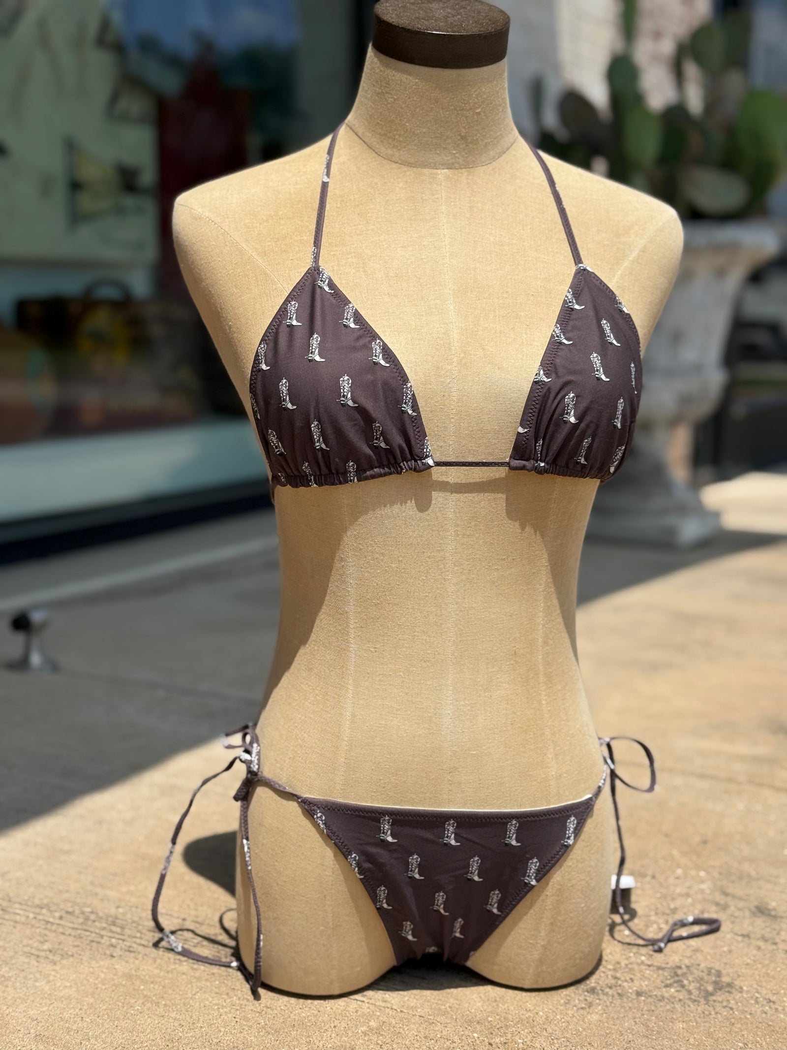 Brown Cowboy Bikini Top