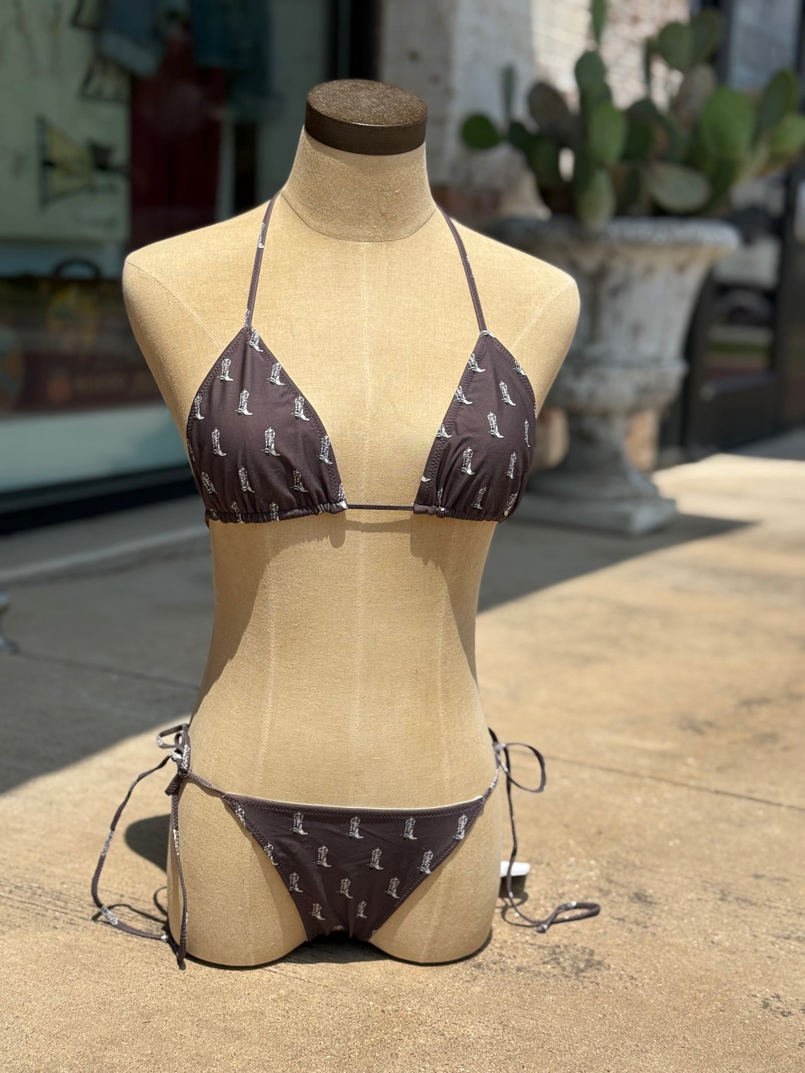 Brown Cowboy Bikini Bottoms