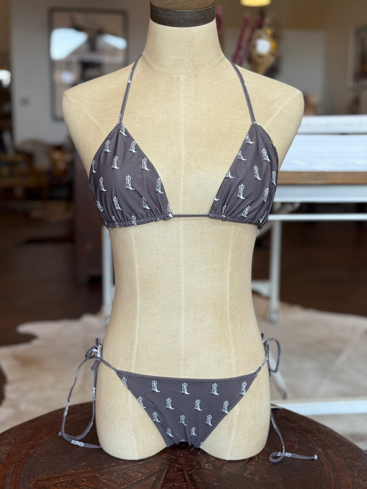 Brown Cowboy Bikini Top