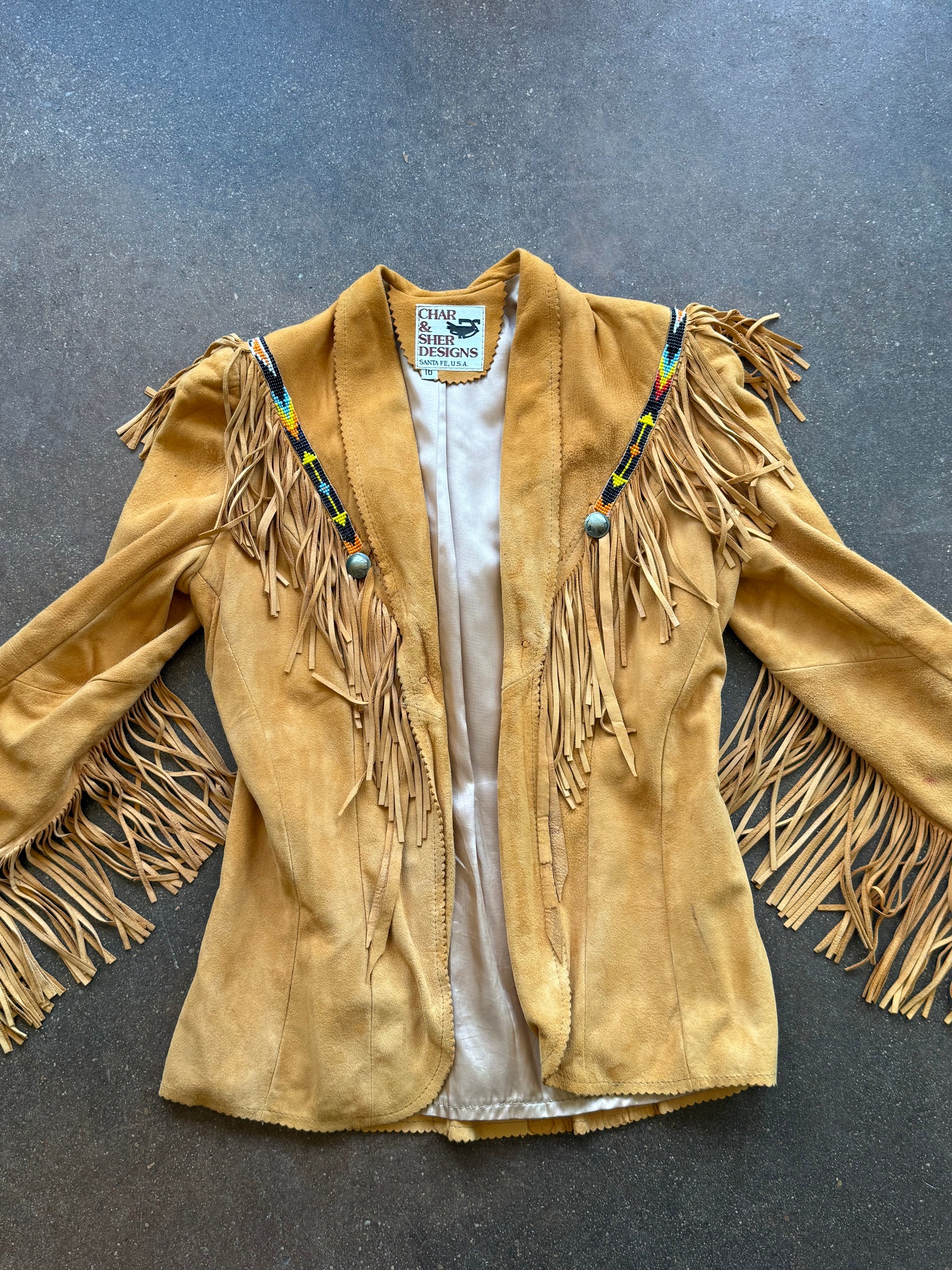 Vintage Char & Sher Beaded Fringe Jacket