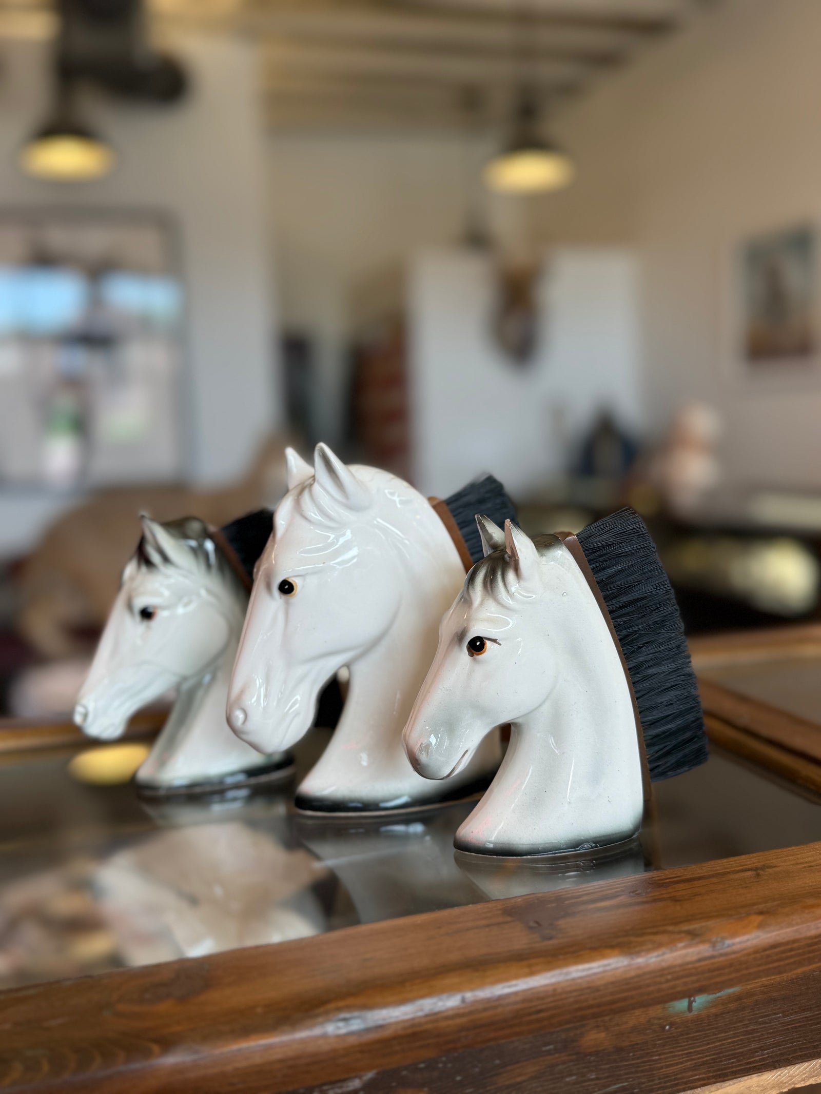 Vintage Ceramic Horse Head Clothing Brush