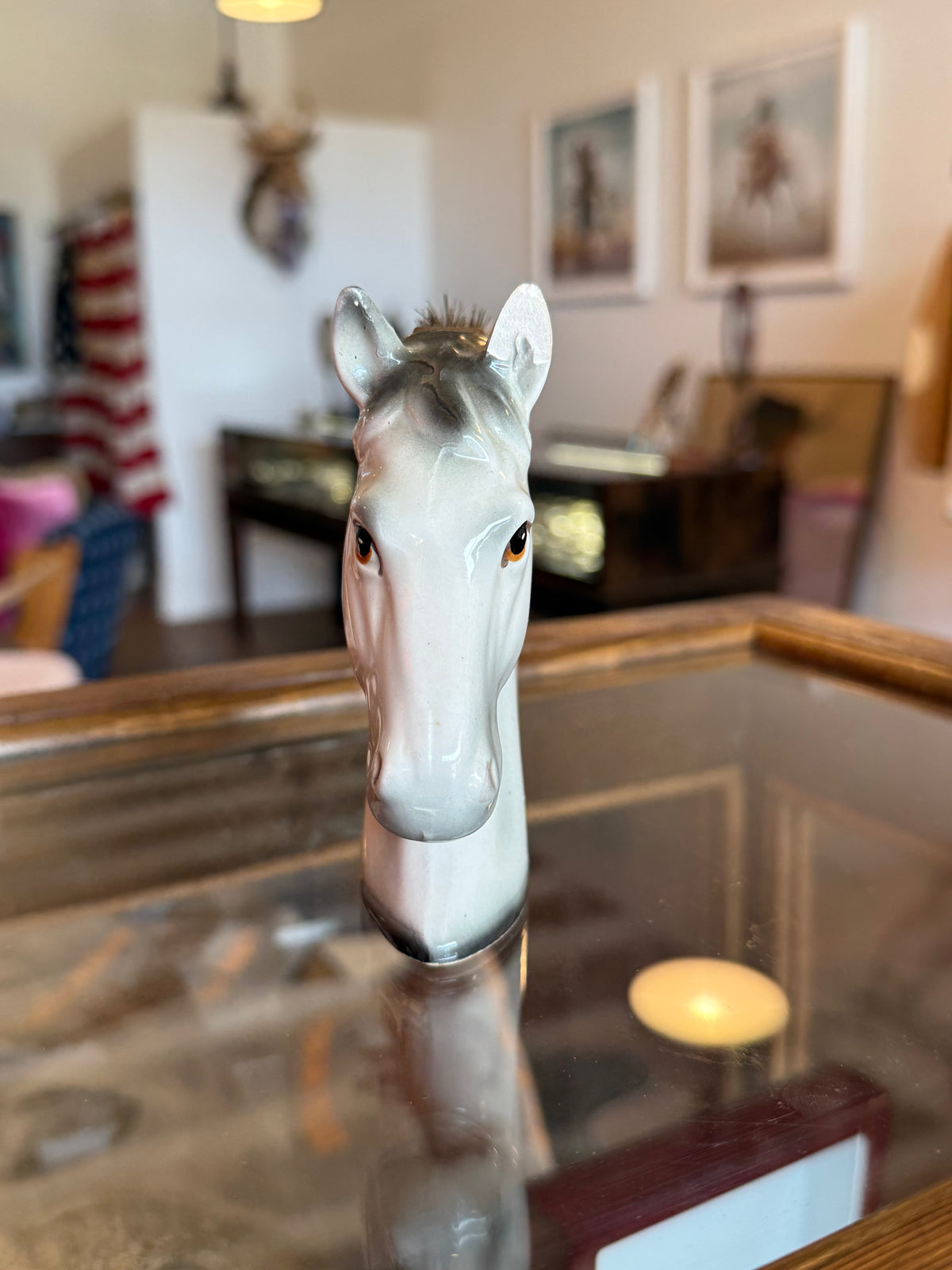Vintage Ceramic Horse Head Clothing Brush