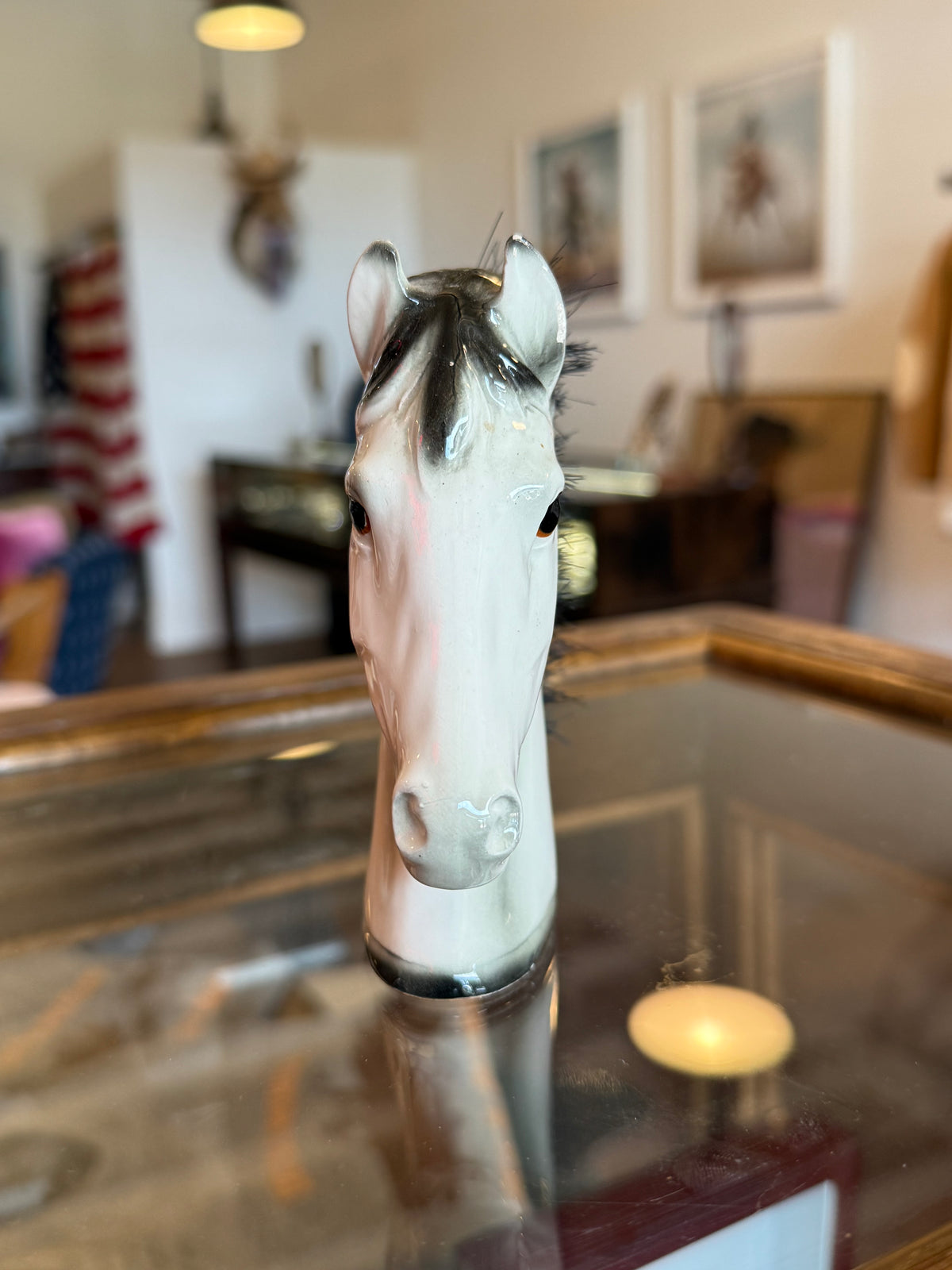 Vintage Ceramic Horse Head Clothing Brush