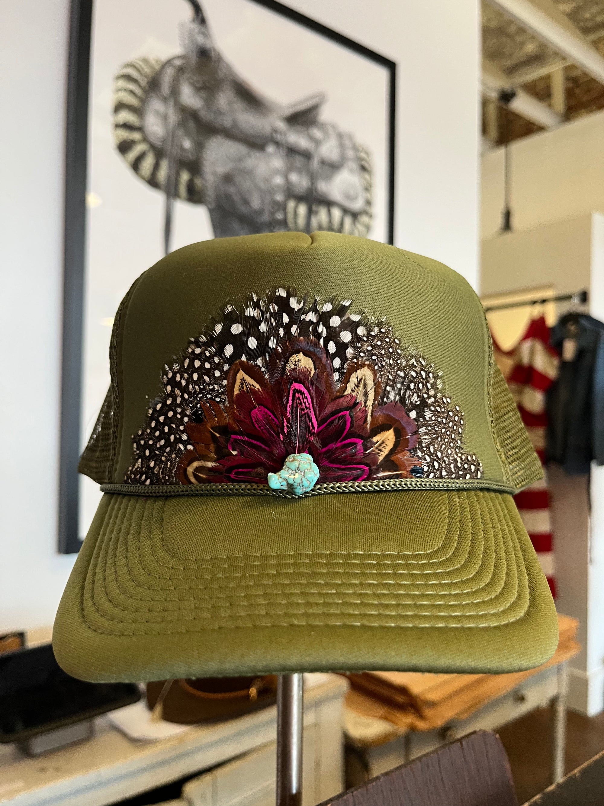 Feather Trucker Hat