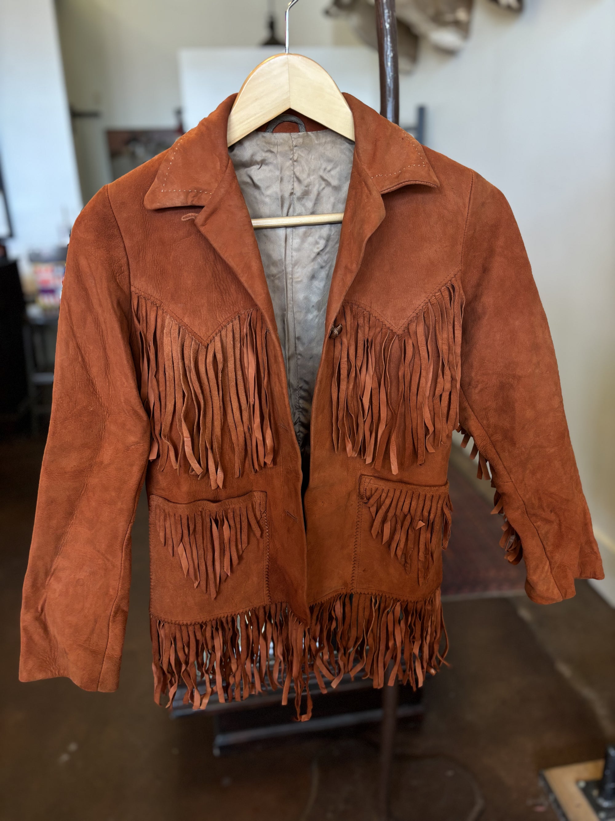Vintage Deep Burnt Orange Fringe Jacket