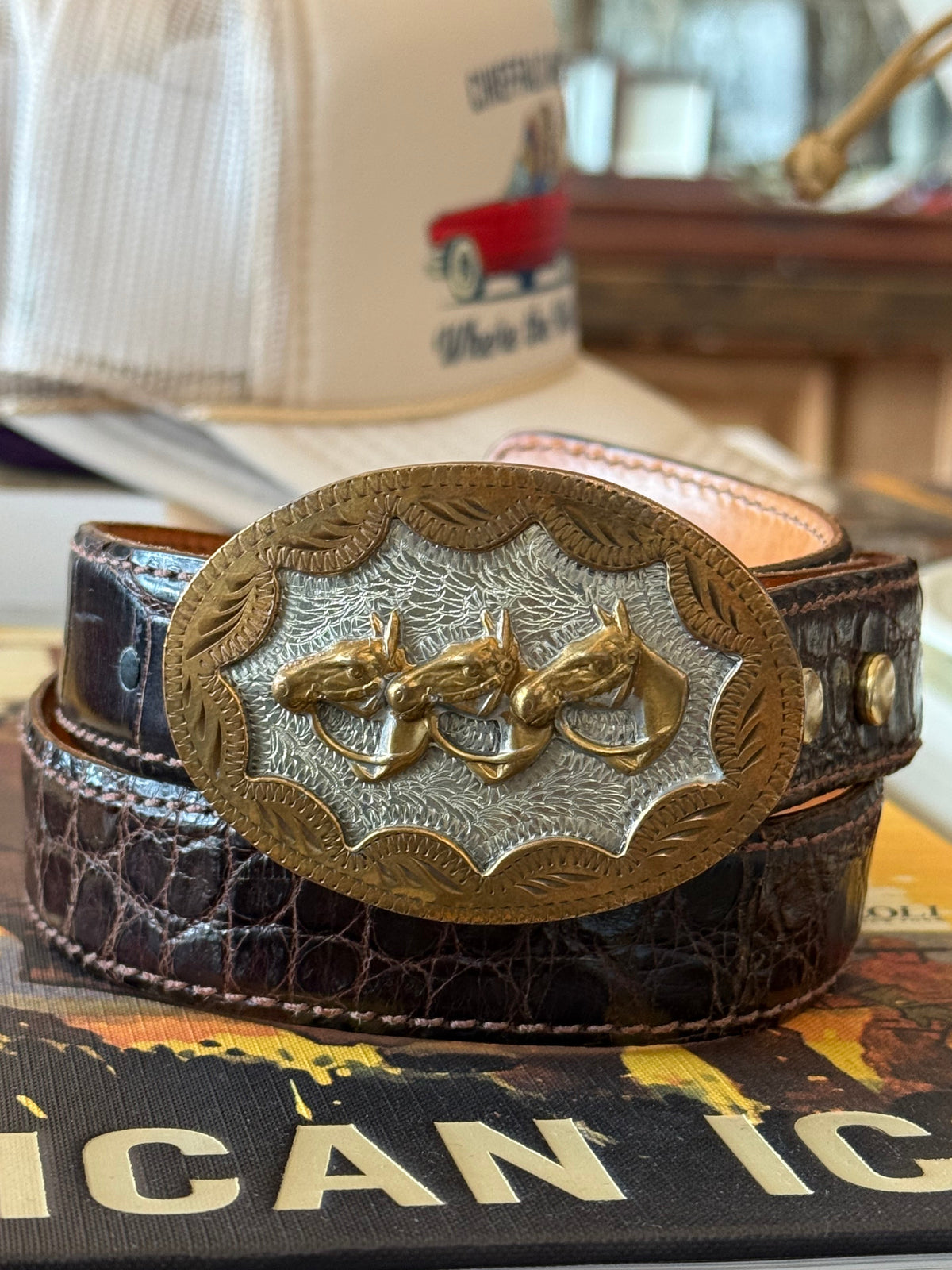 Triple Horse Head Belt Buckle