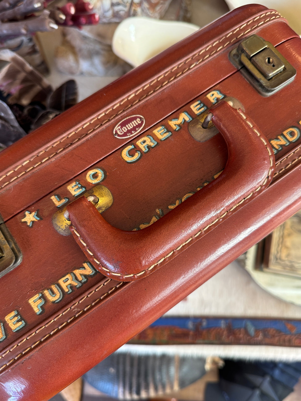 Hand Painted Leather Luggage Piece