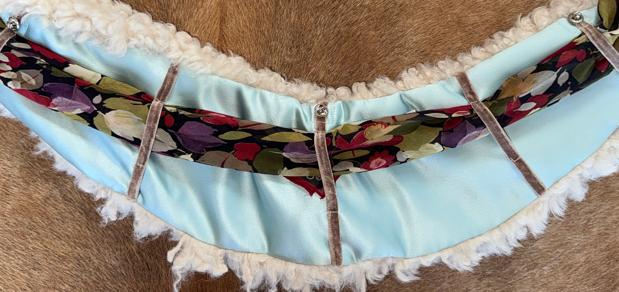 Curly Cream Lamb Collar with Scarf