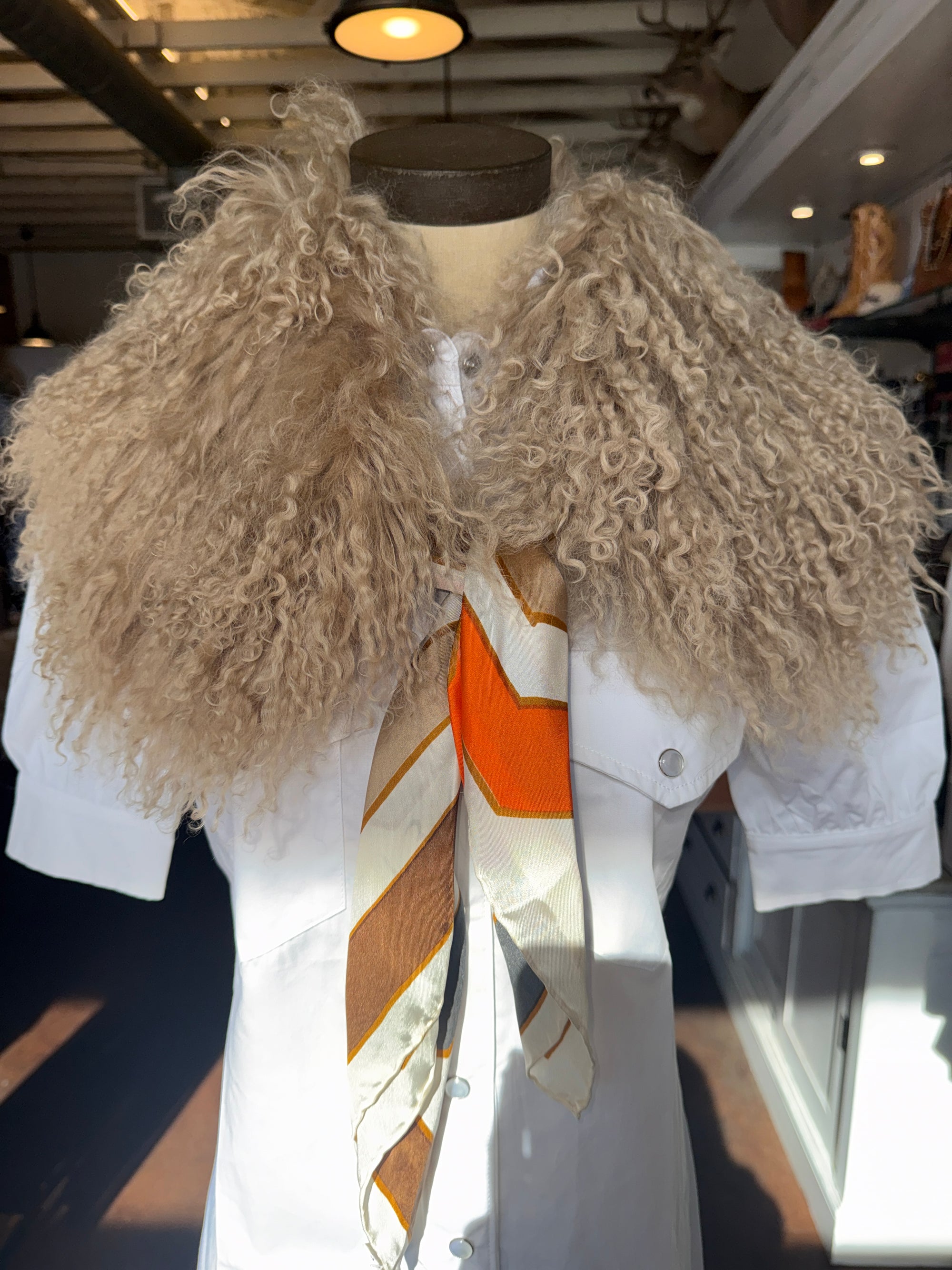 Mongolian Natural Lamb Collar with Scarf