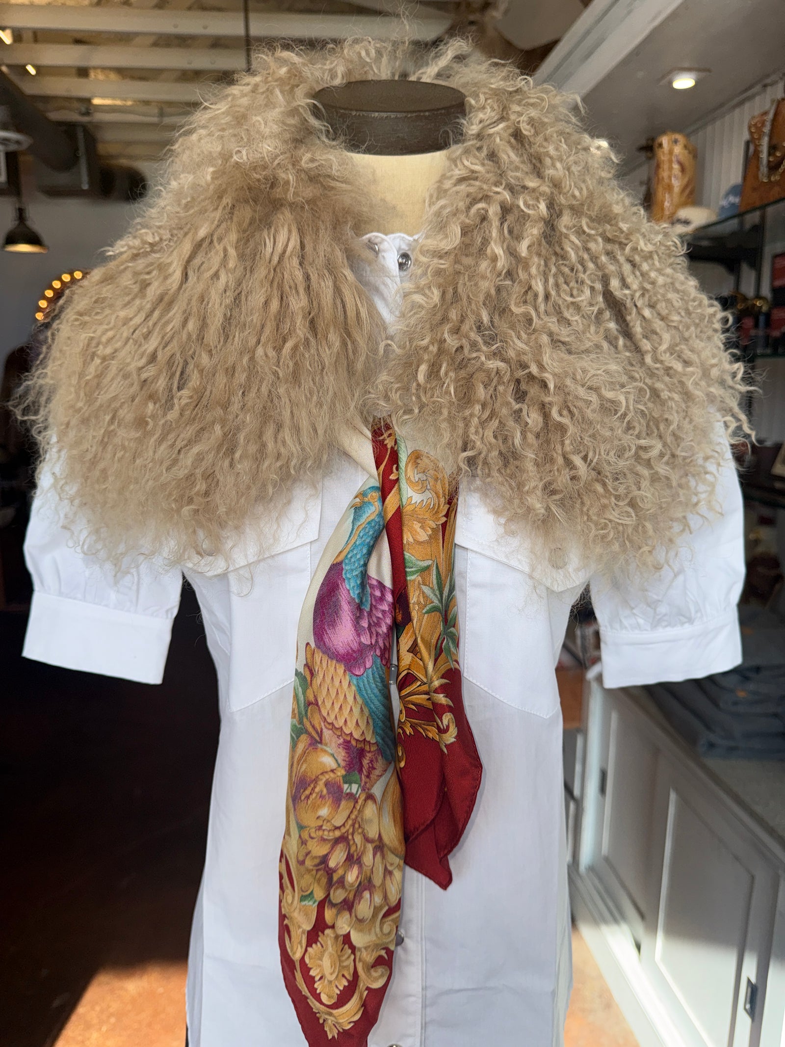 Mongolian Natural Lamb Collar with Scarf