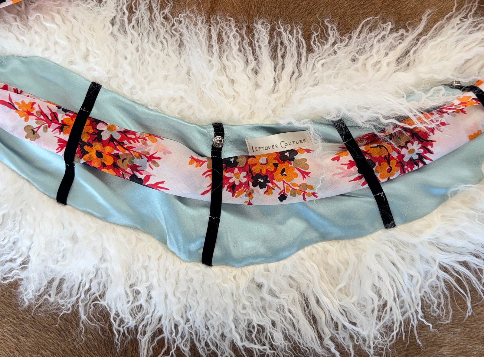 Mongolian Cream Lamb Collar with Scarf