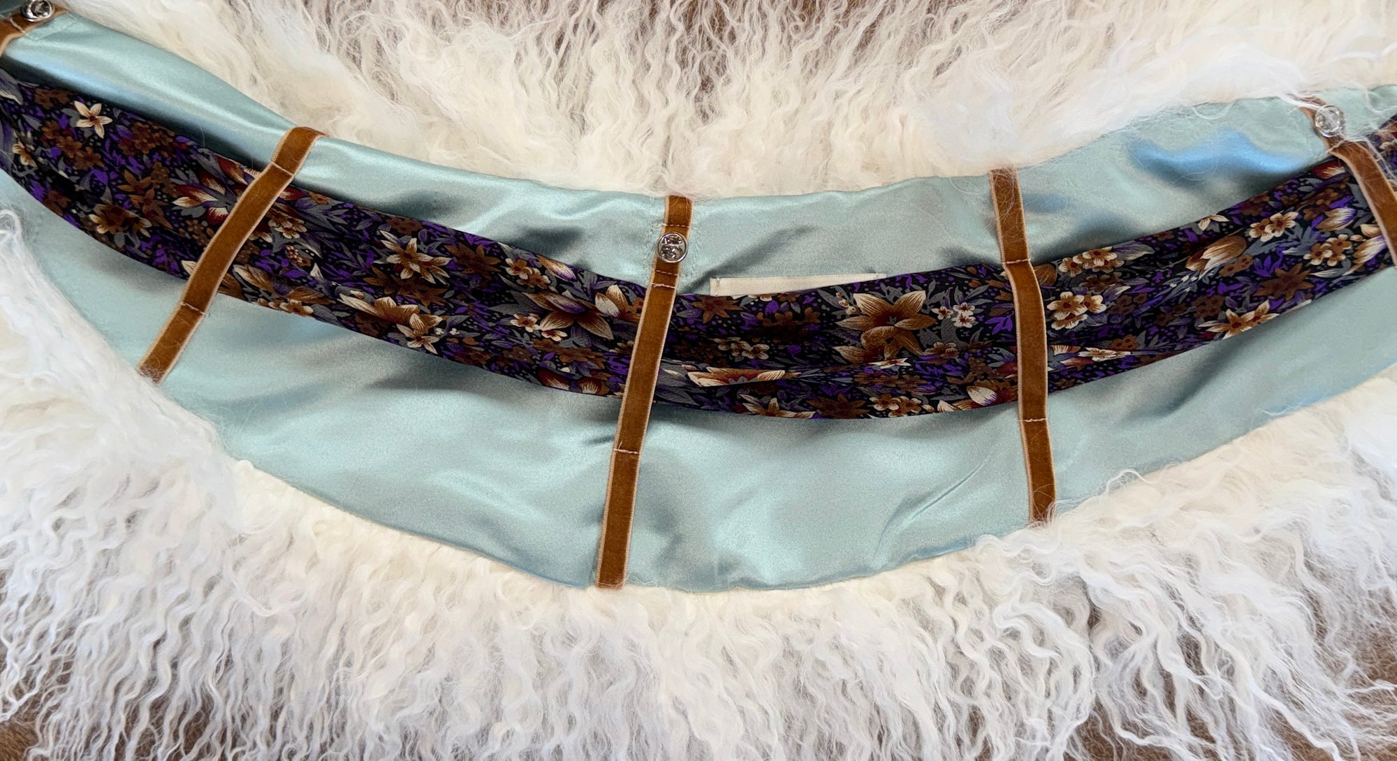 Mongolian Cream Lamb Collar with Scarf