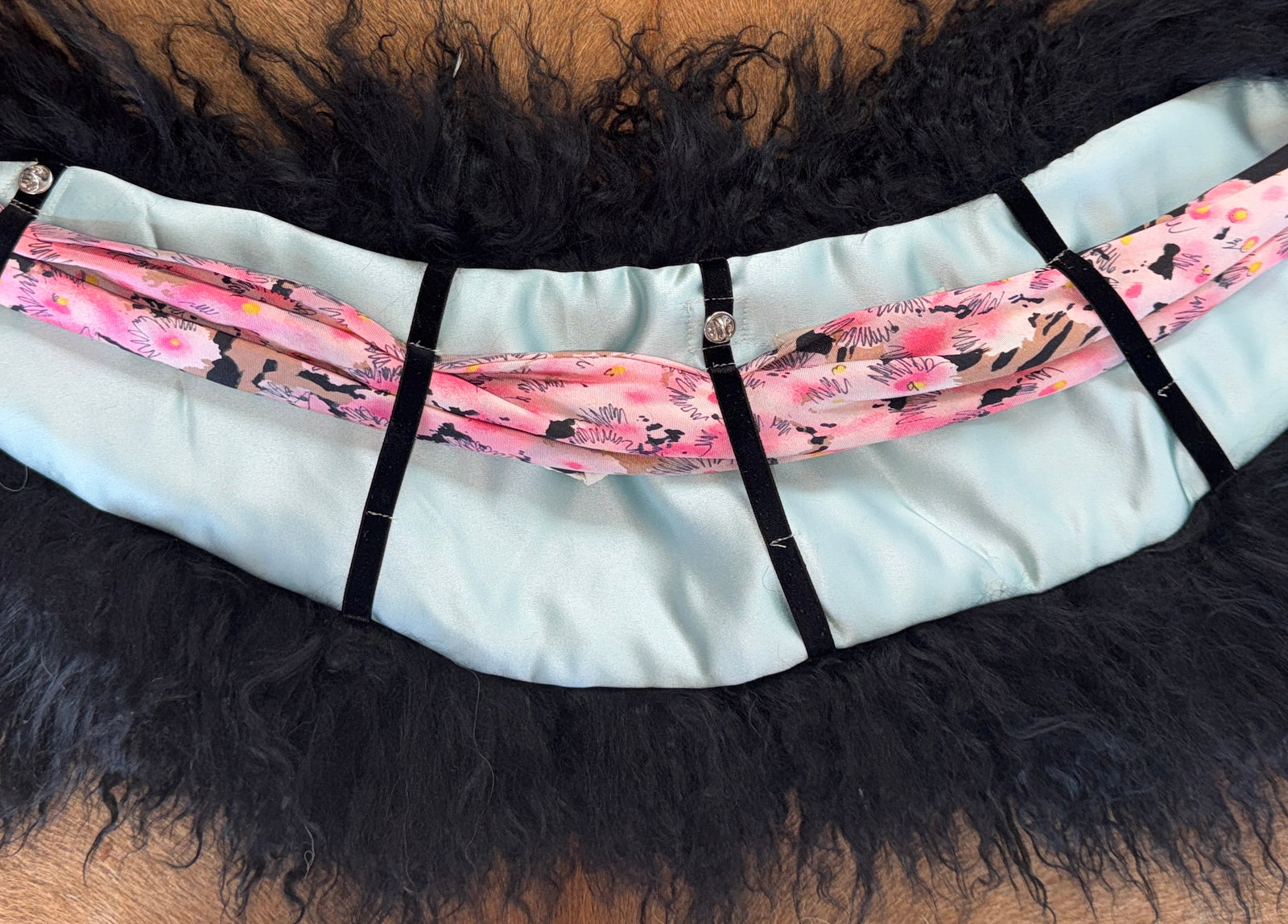 Mongolian Black Lamb Collar with Scarf