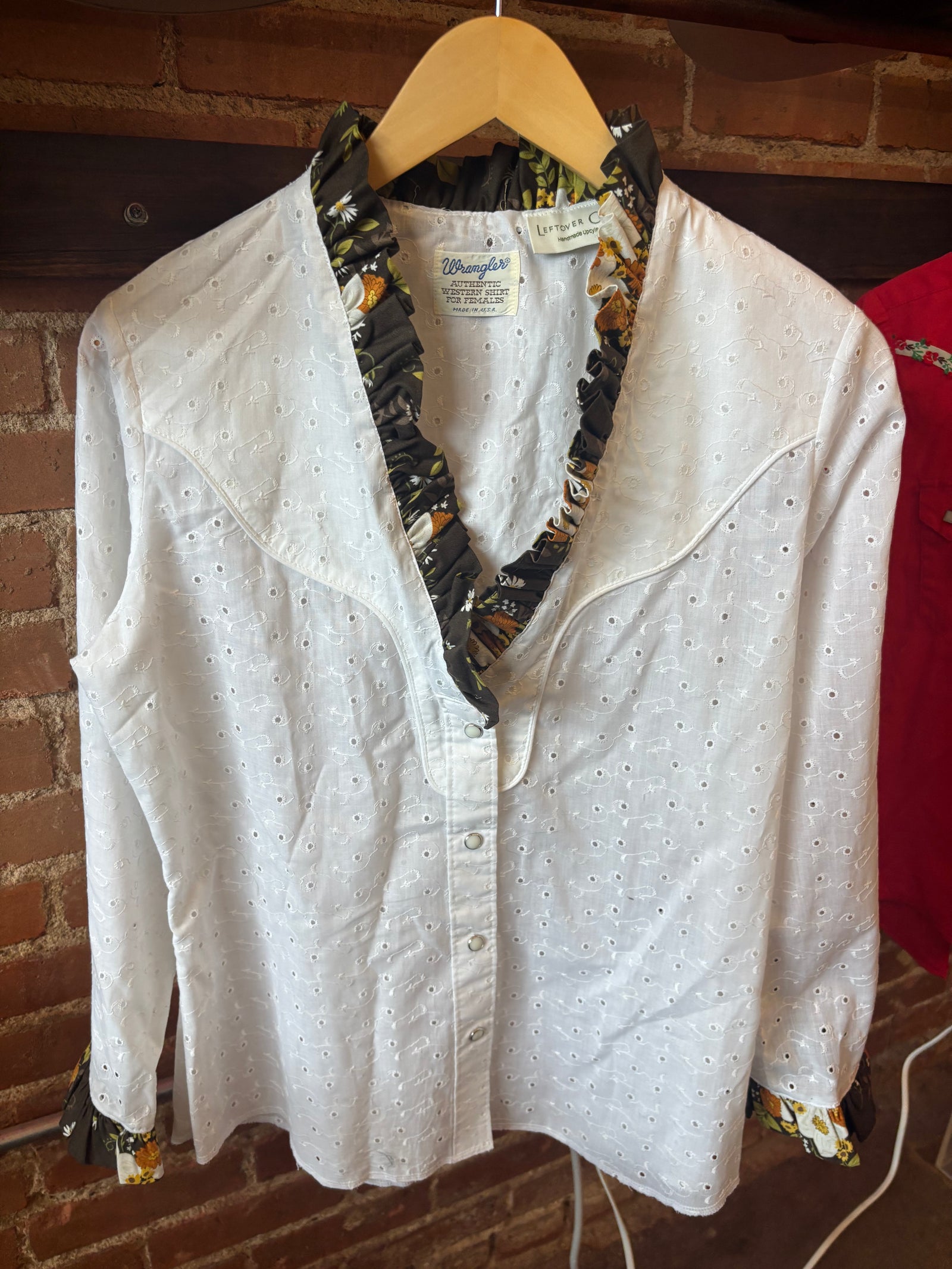 Leftover Couture Eyelet Pearl Snap With Ruffle