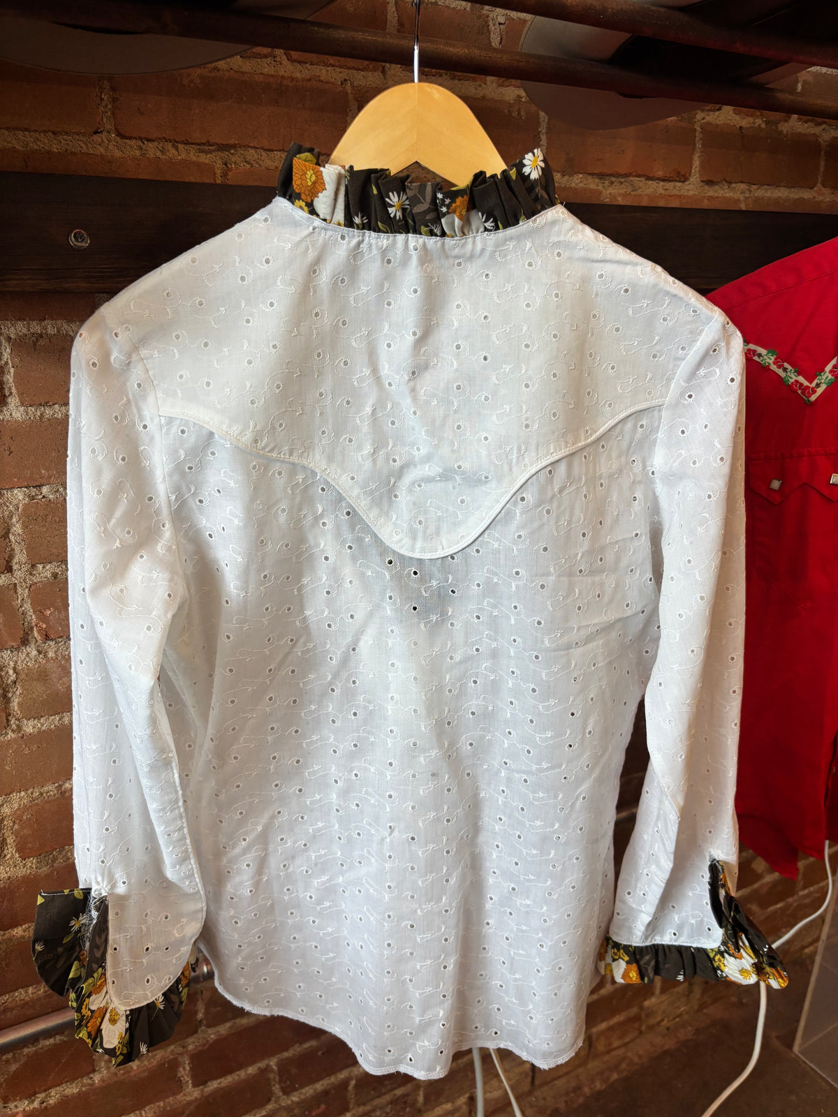 Leftover Couture Eyelet Pearl Snap With Ruffle