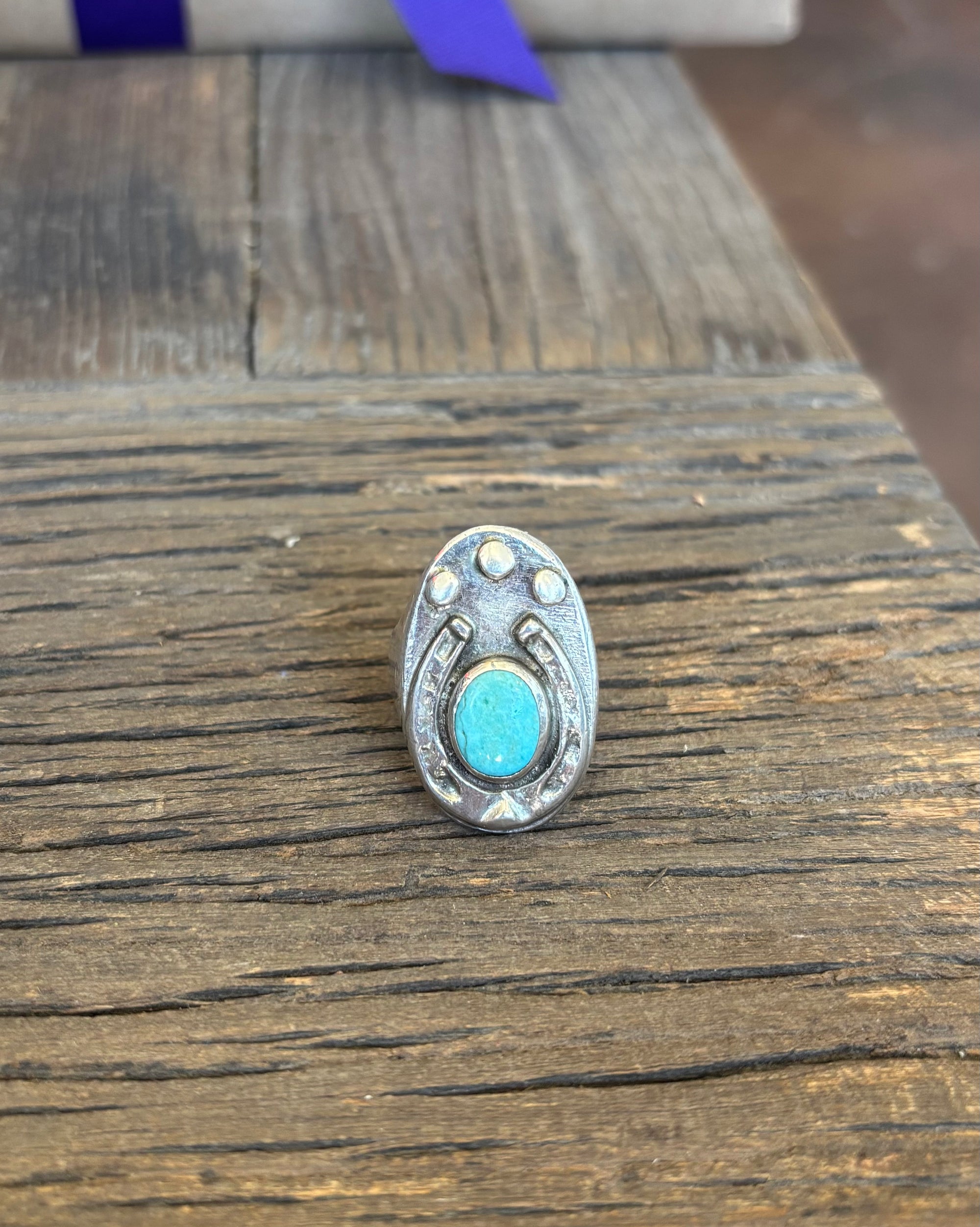 Sterling Horseshoe Ring with Turquoise