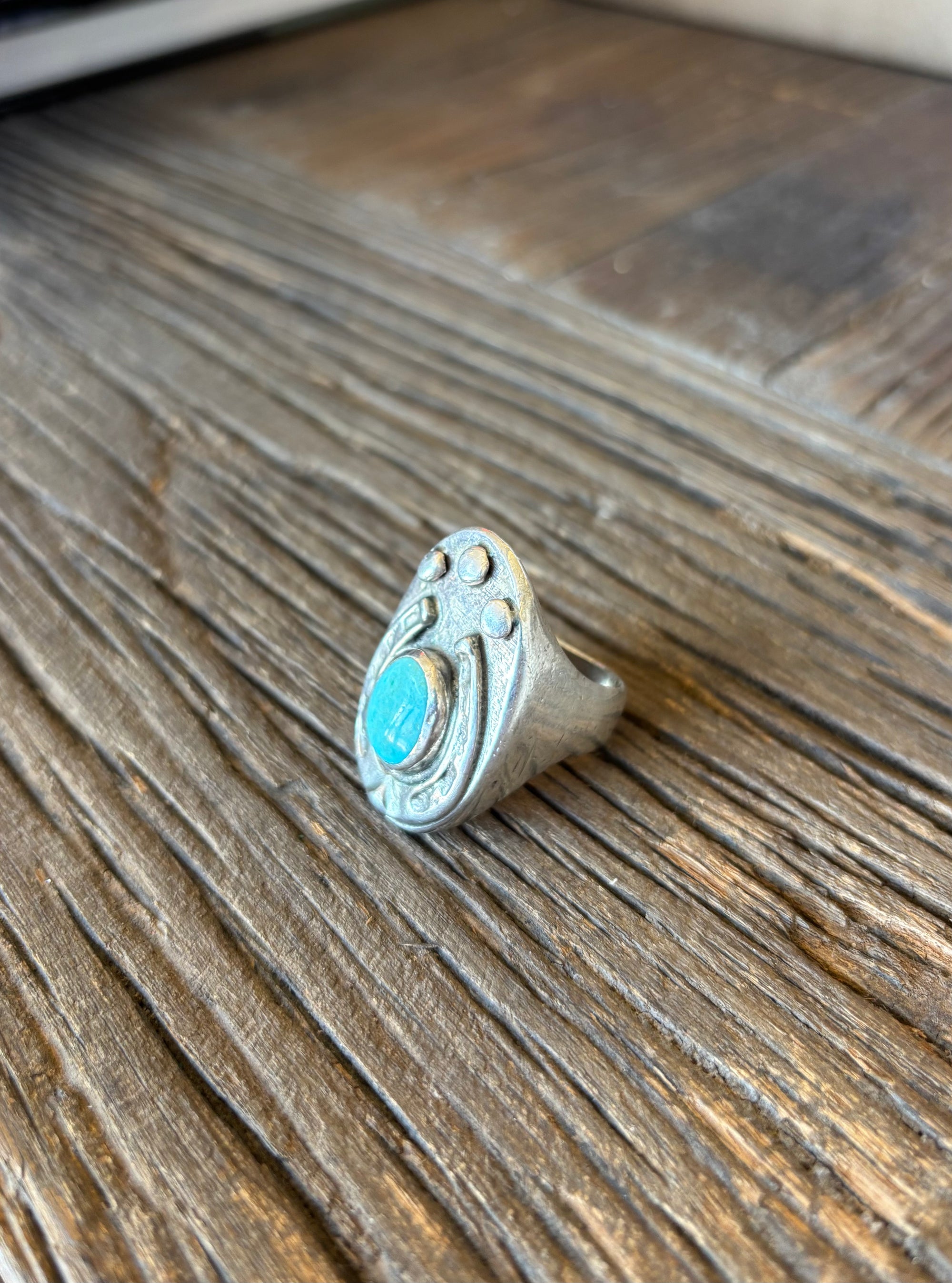 Sterling Horseshoe Ring with Turquoise