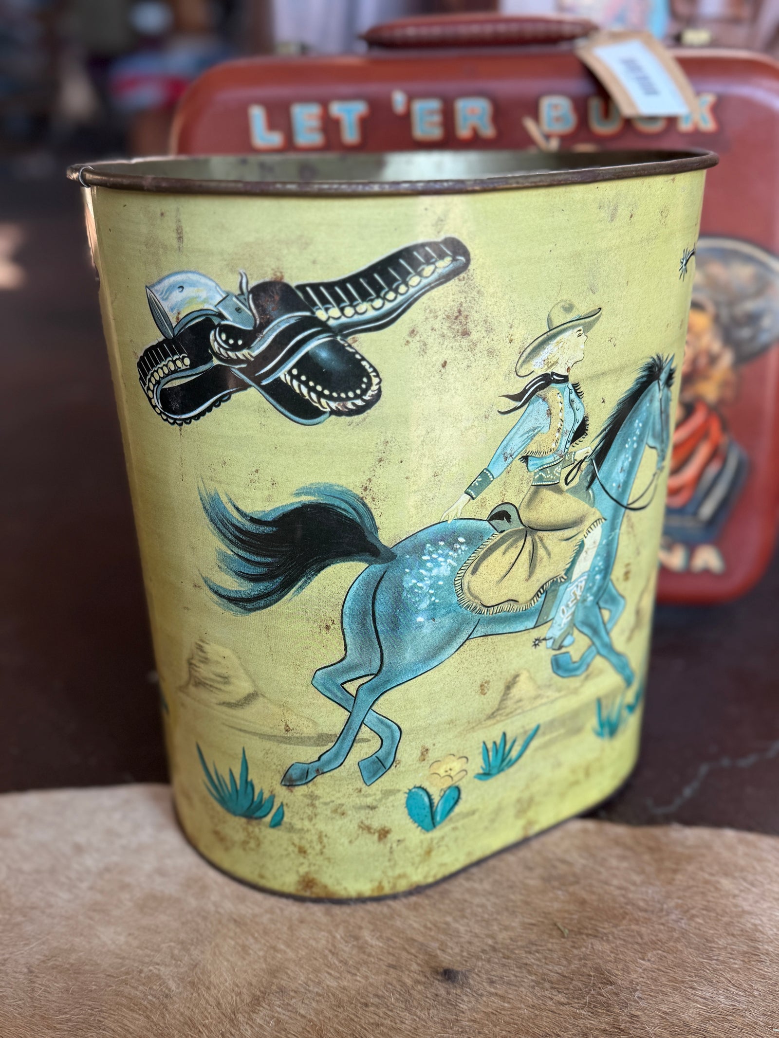 Western Cowboy Trash Can