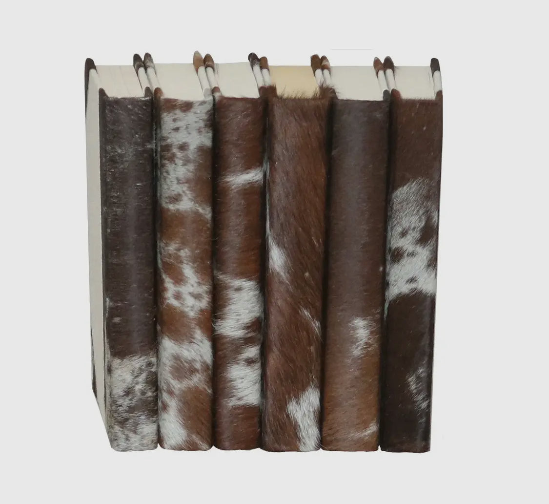 Cow Hide Linen Covered Book Set