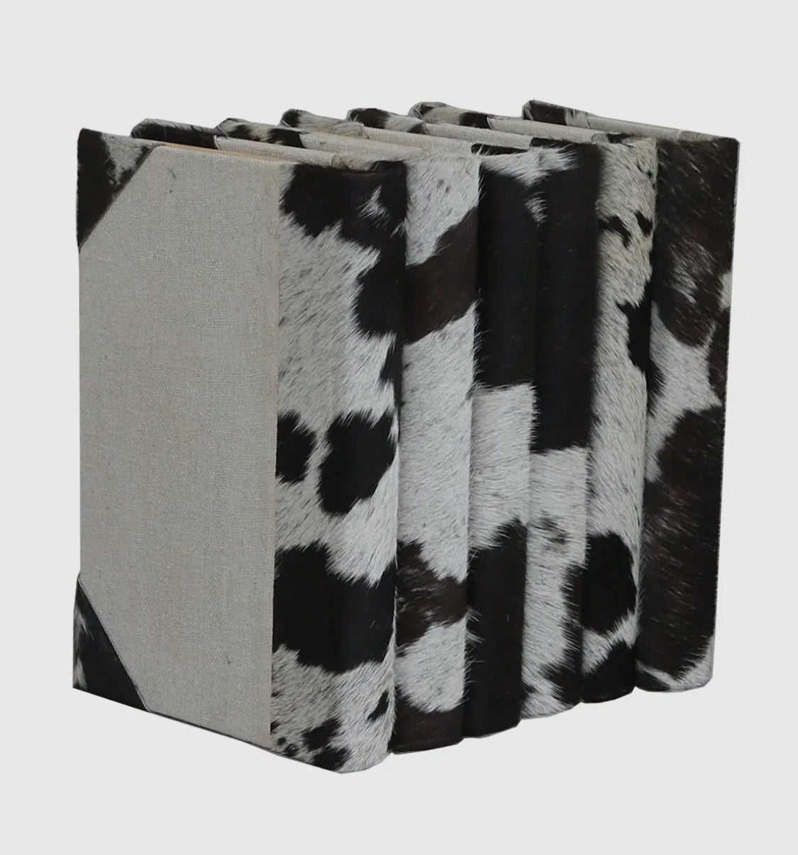 Cow Hide Linen Covered Book Set