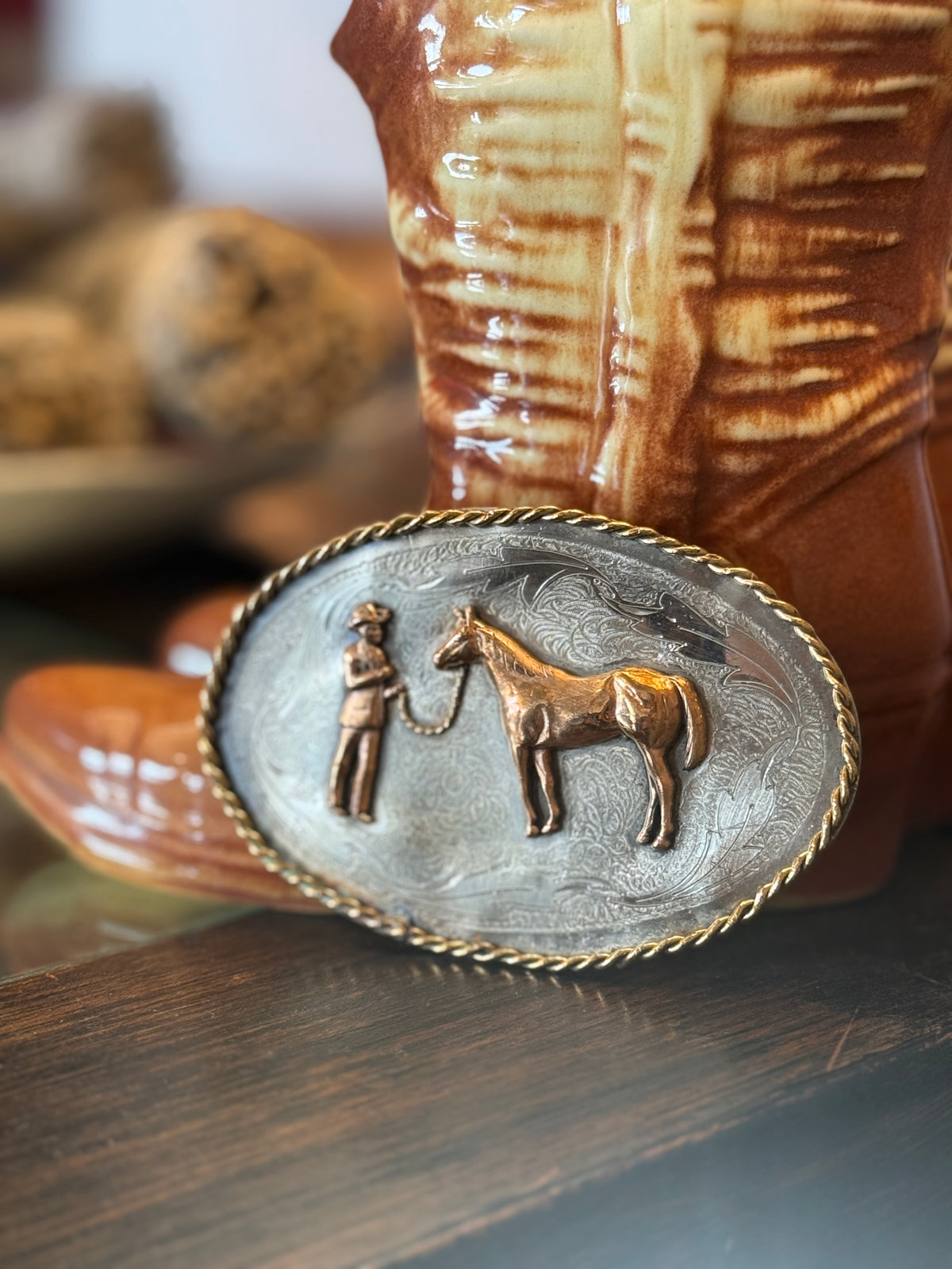 Horse and Handler Belt Buckle