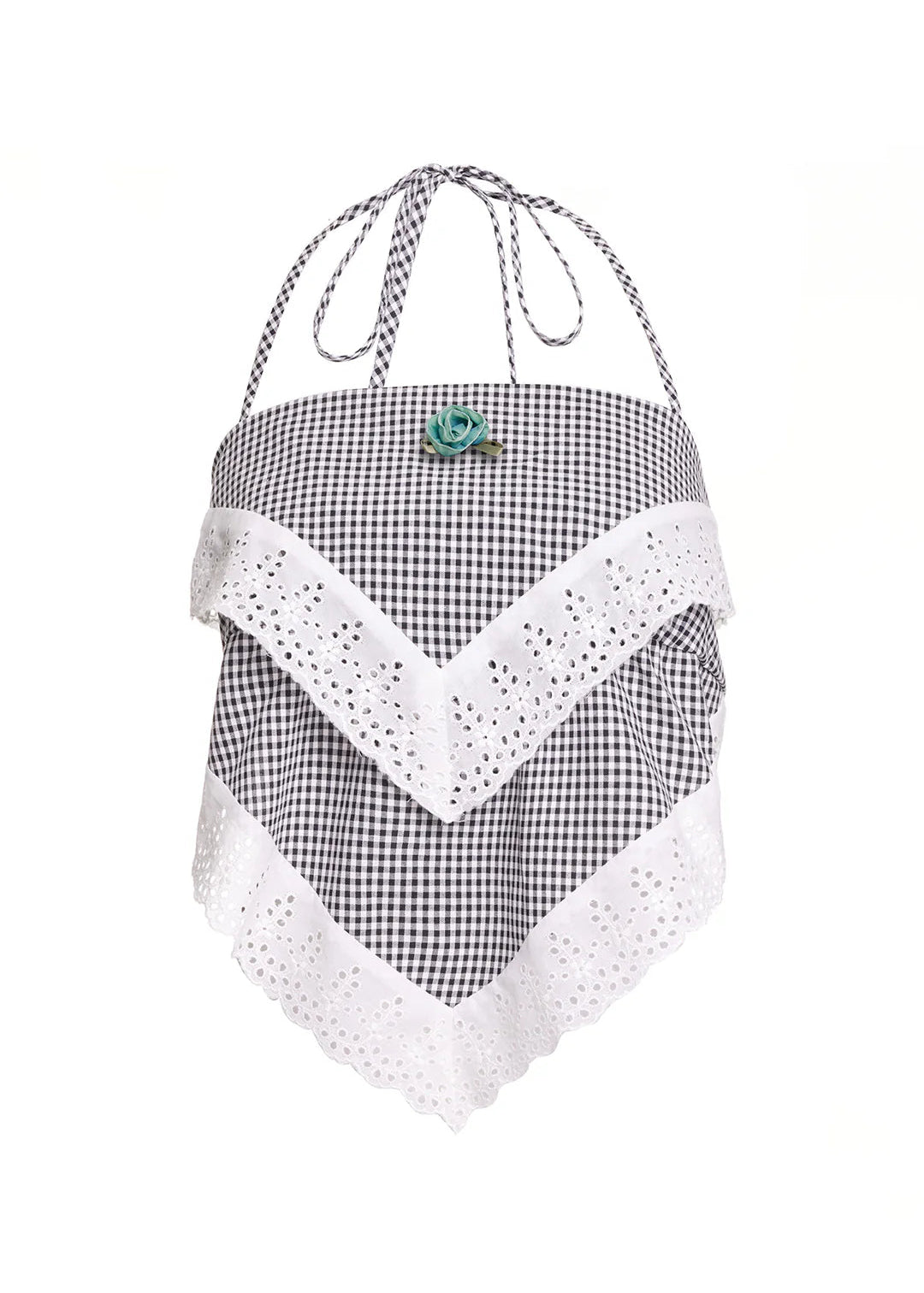 Black Petite Gingham Handkerchief Top