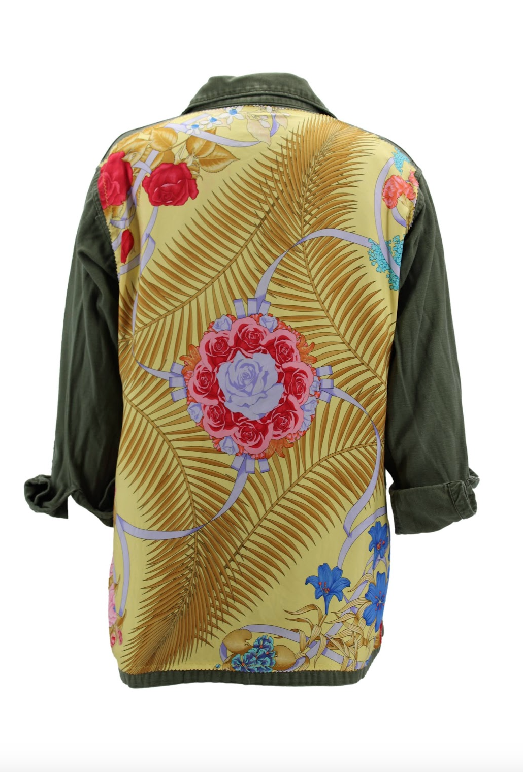 Vintage Military Jacket Reclaimed With Silk Scarf KF1989