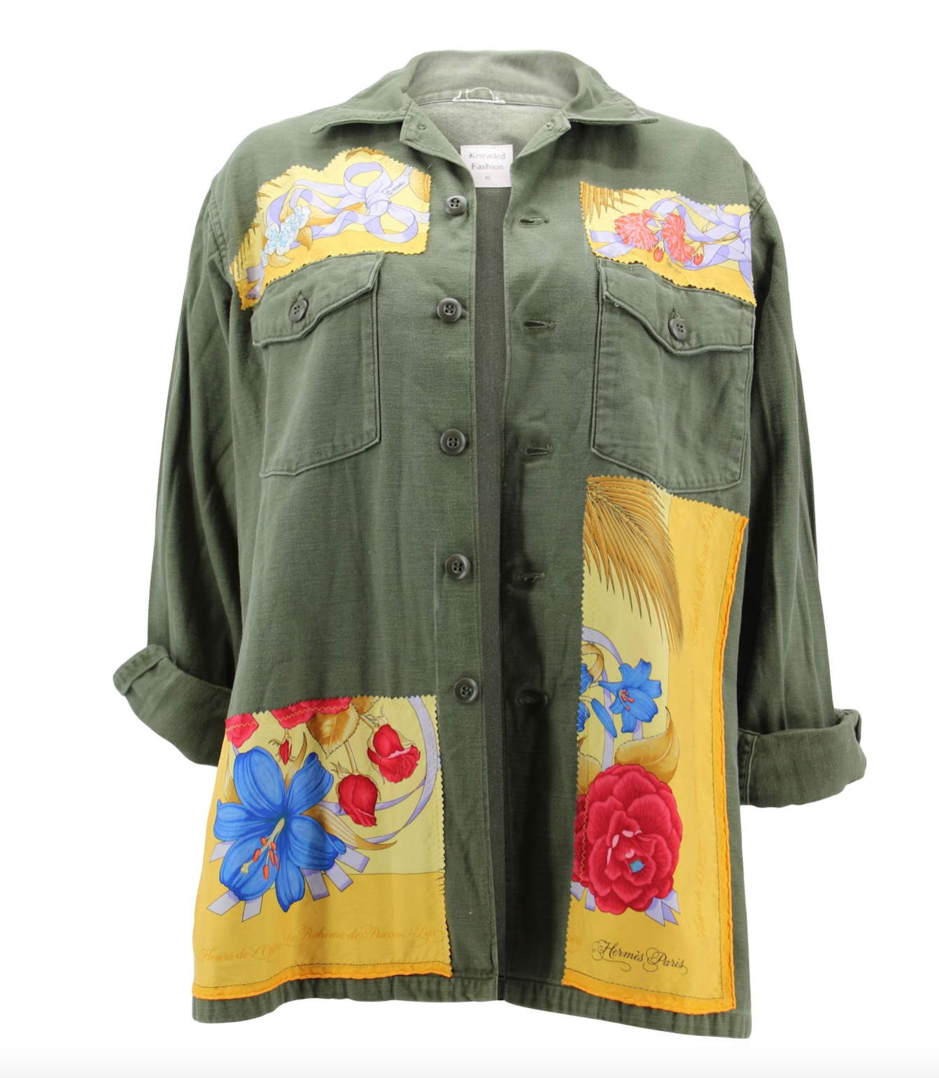 Vintage Military Jacket Reclaimed With Silk Scarf KF1989