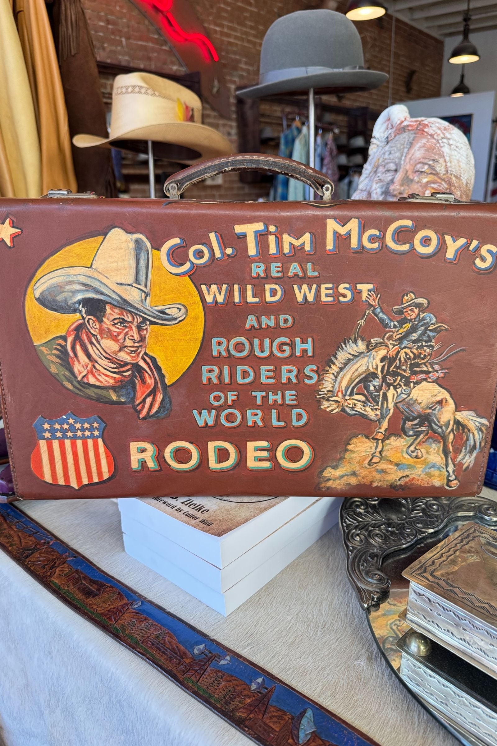 Hand Painted Col. Tim Leather Luggage Piece