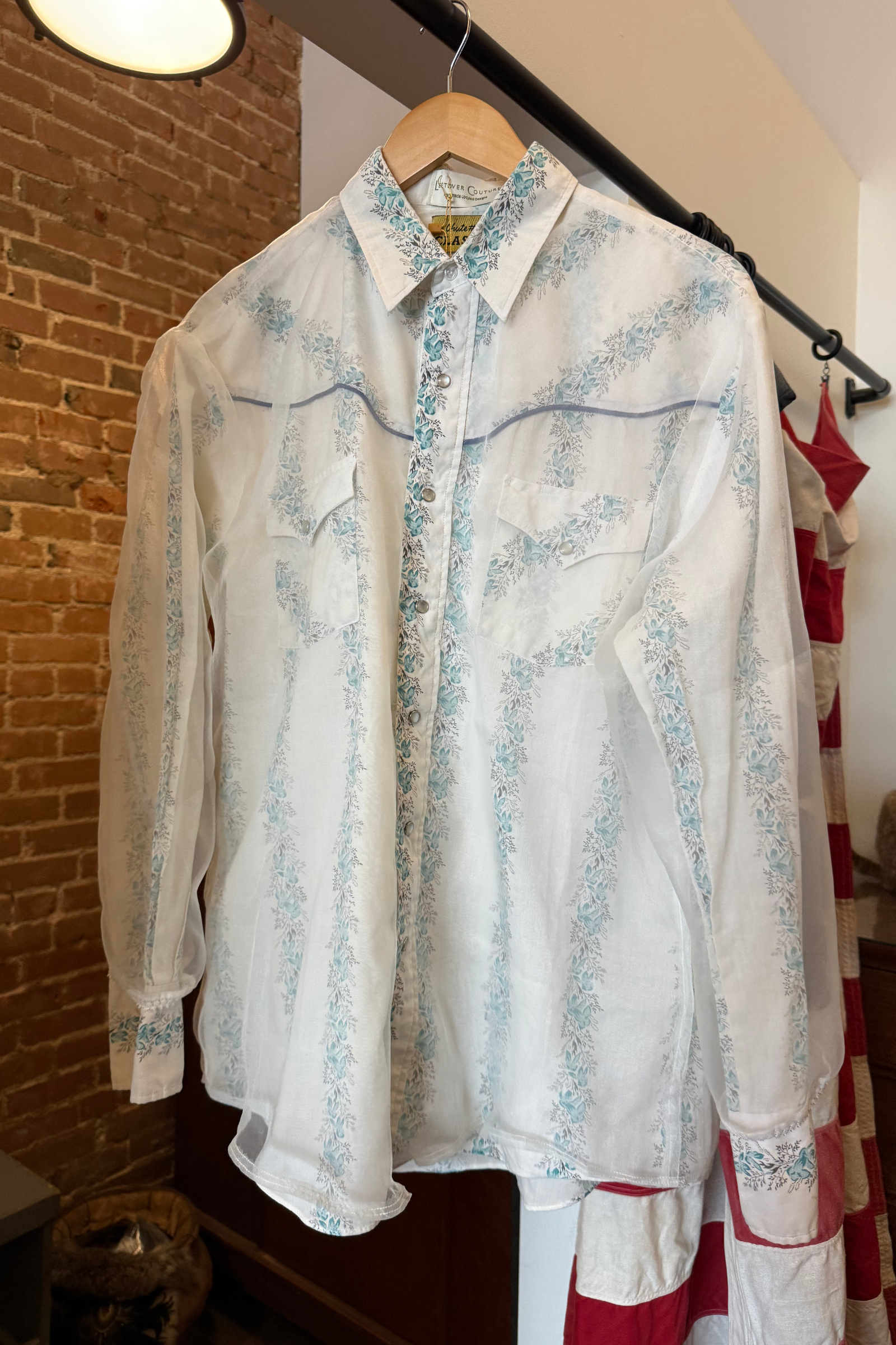 ReWorked Floral Pearl Snap with Mesh Overlay