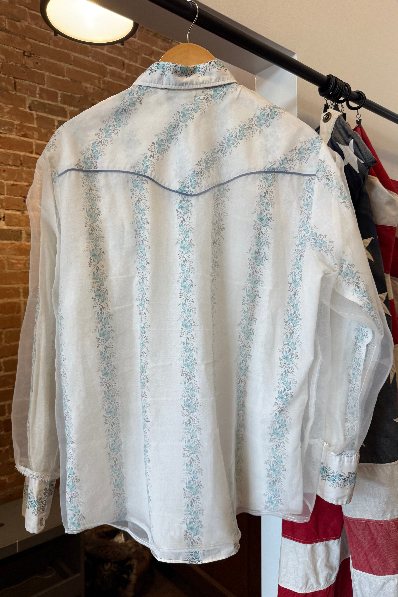 ReWorked Floral Pearl Snap with Mesh Overlay