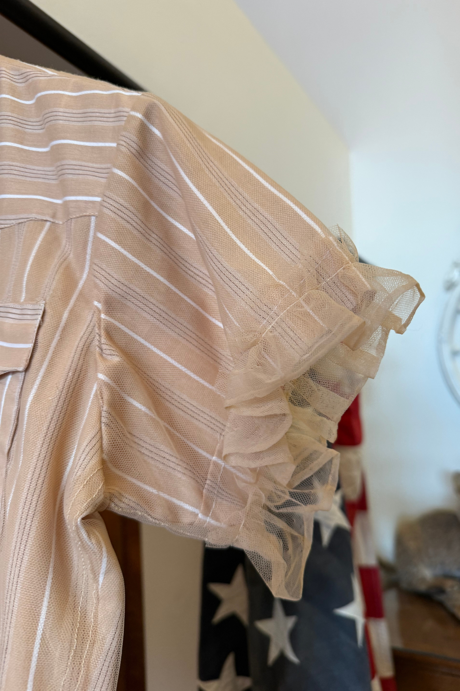 ReWorked Striped Pearl Snap with Mesh Overlay