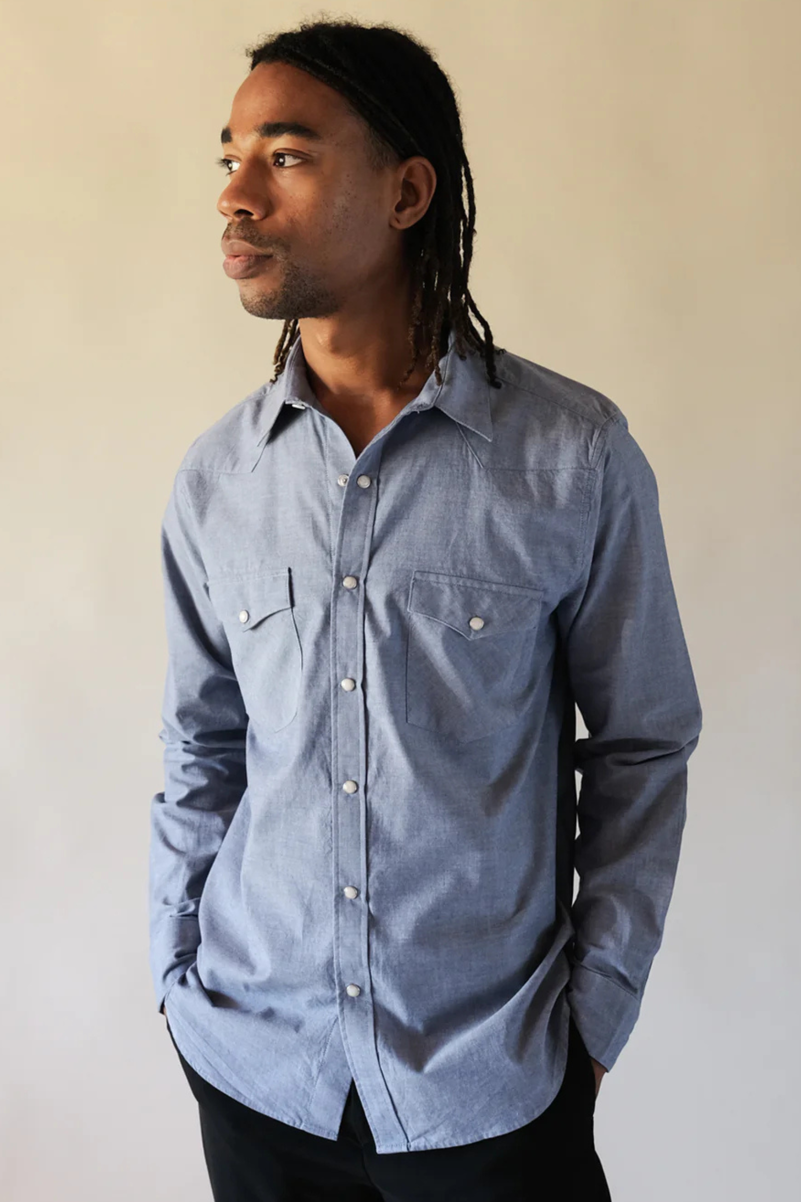 Chambray Long Sleeve Western Shirt