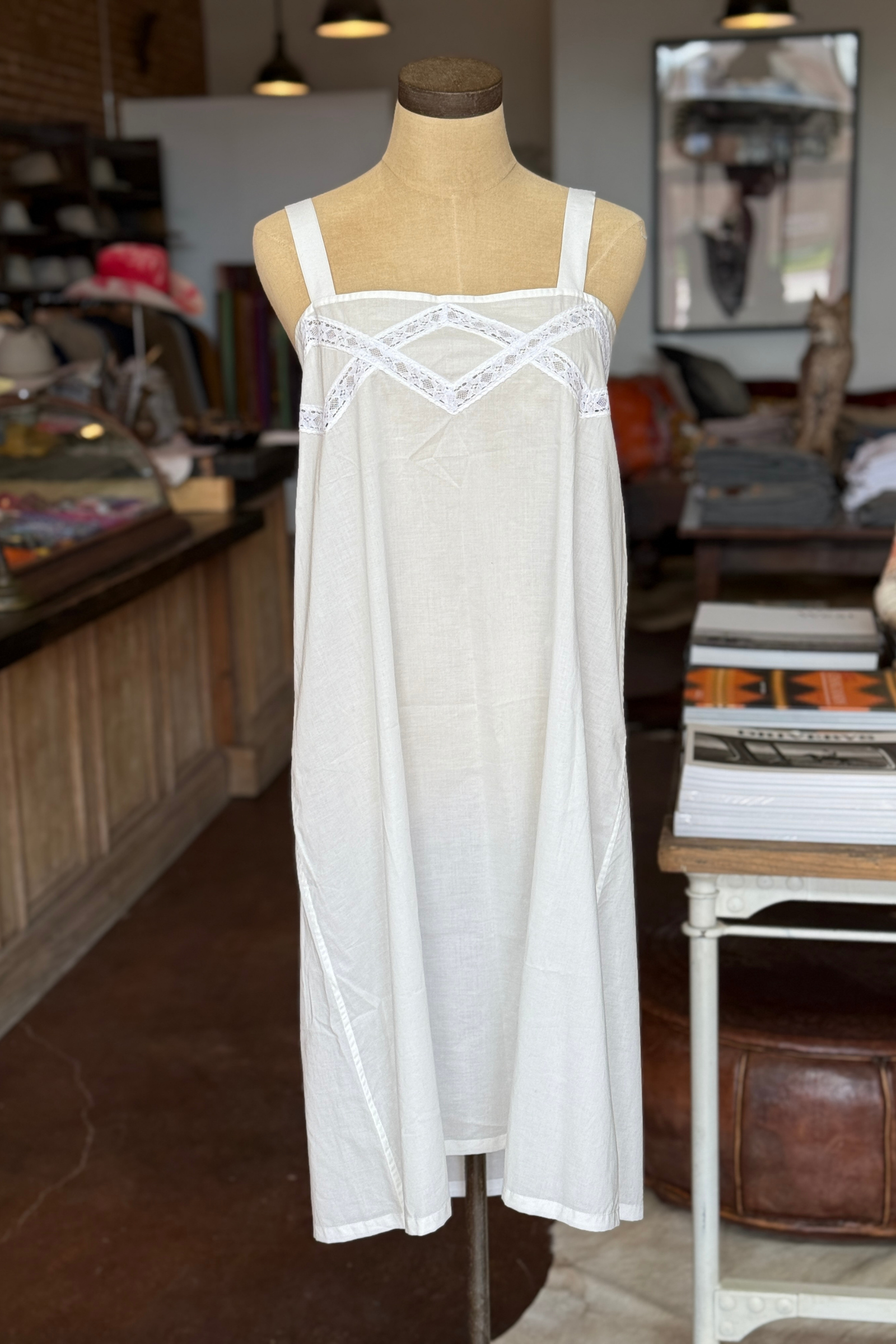 White Cotton Lace Slip