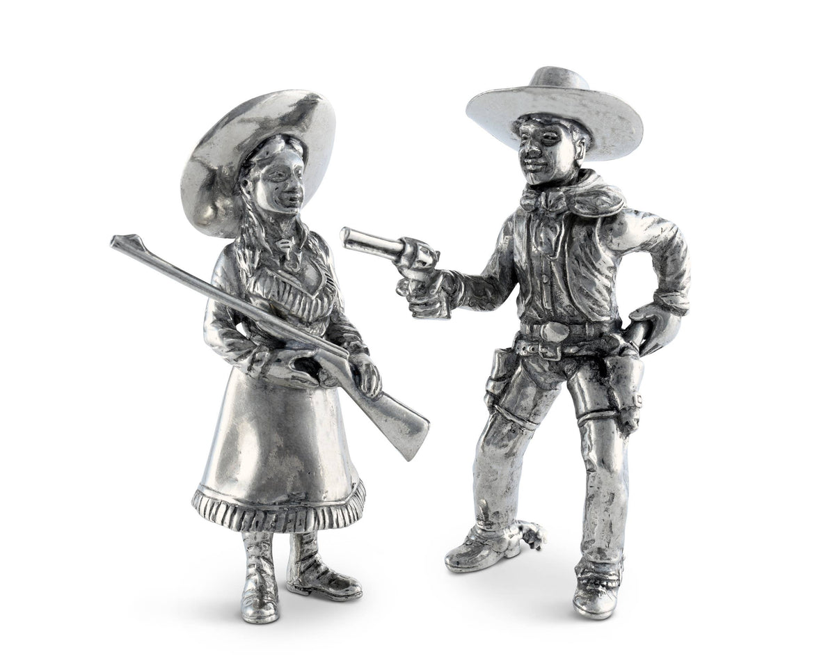 Pewter Cowpoke Couple Salt &amp; Pepper Set
