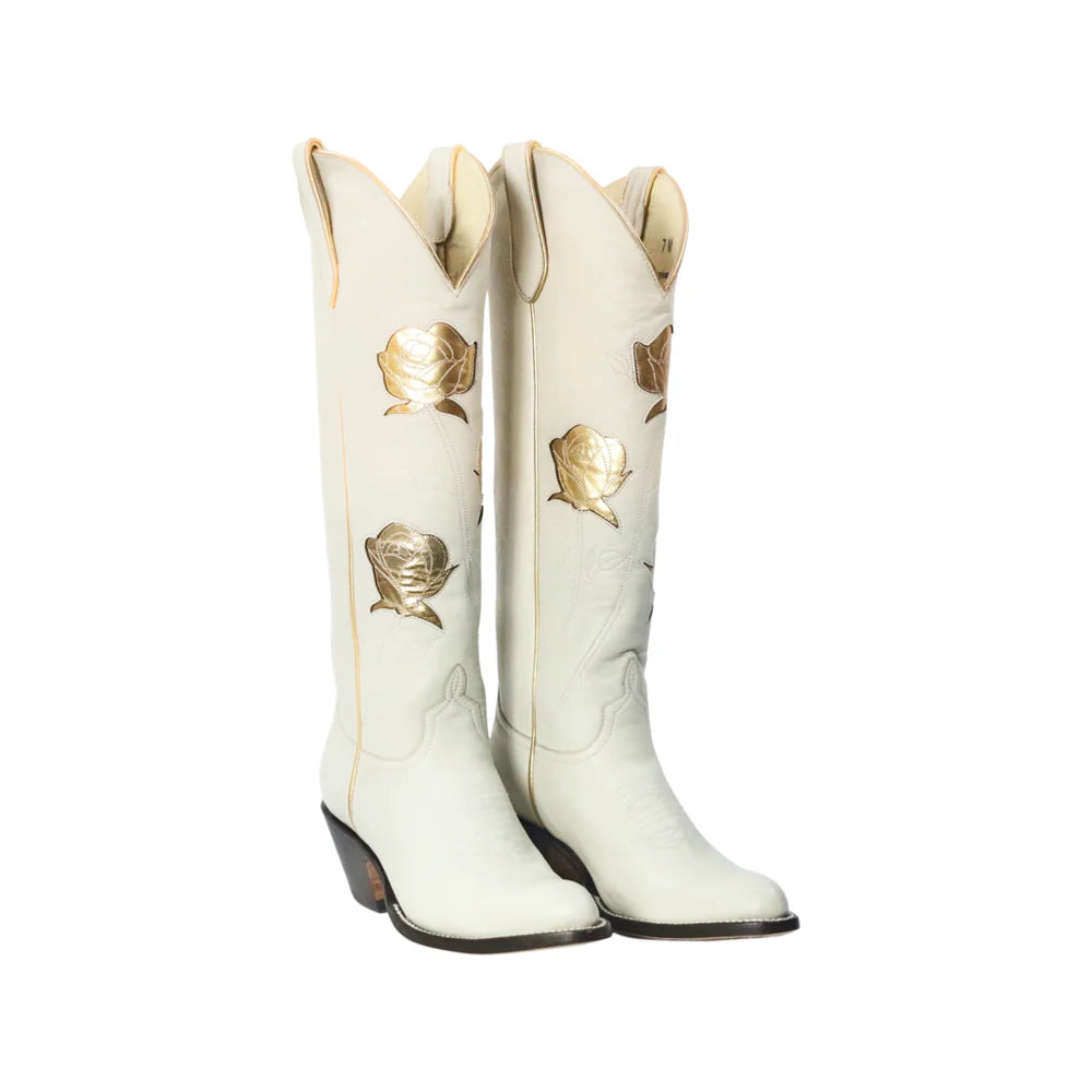 San Antonio Rose Cream + Gold Boots