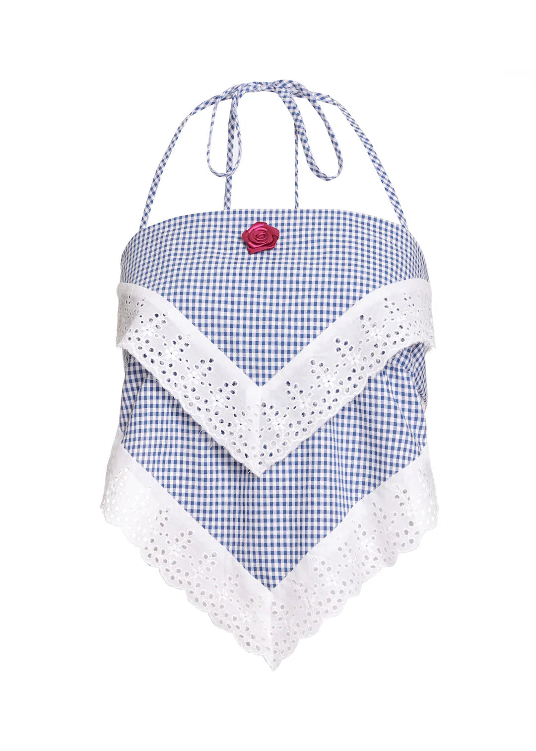 Navy Gingham Handkerchief Top